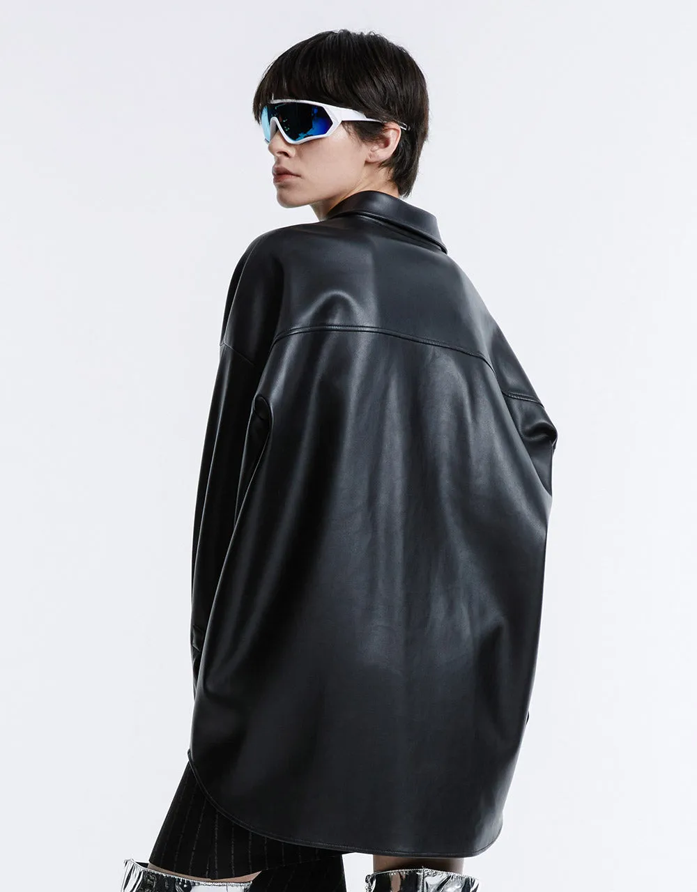 Patch Pocket Faux Leather Shirt sold by Urban Revivo product image thumbnail 3