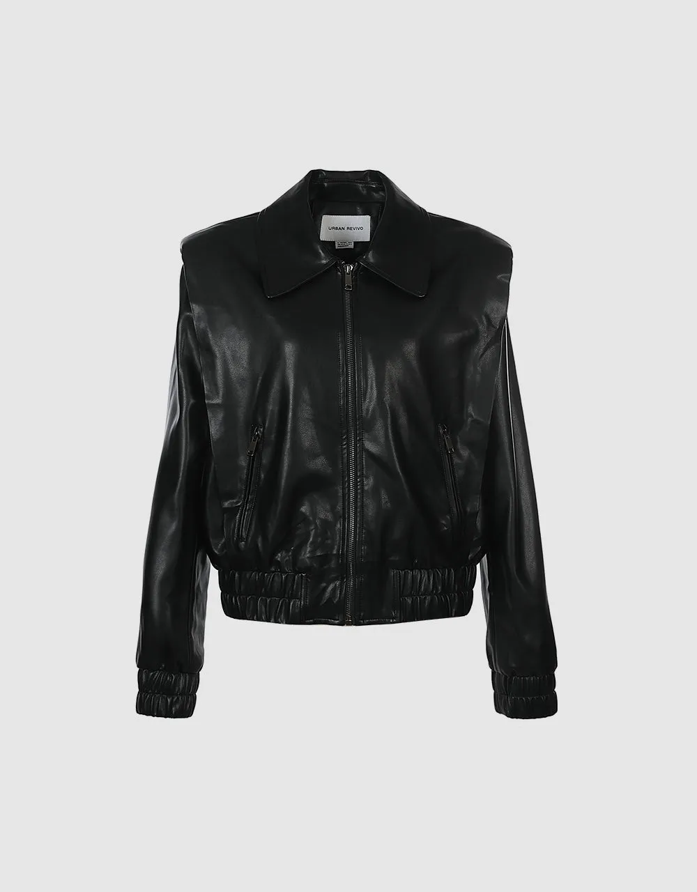 Faux Leather Zippered Jacket sold by Urban Revivo