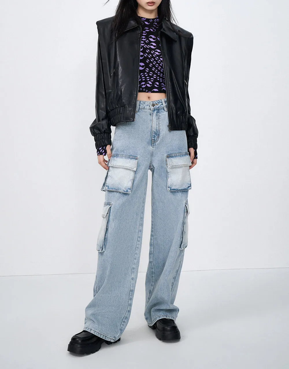 Faux Leather Zippered Jacket sold by Urban Revivo product image thumbnail 5