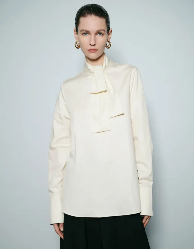 Raglan Sleeve Bow Neck Overhead Shirt sold by Urban Revivo