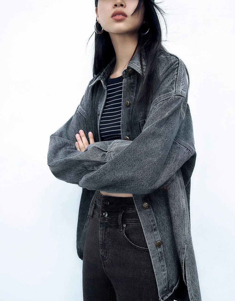 Button Up Denim Shirt sold by Urban Revivo product image thumbnail 3