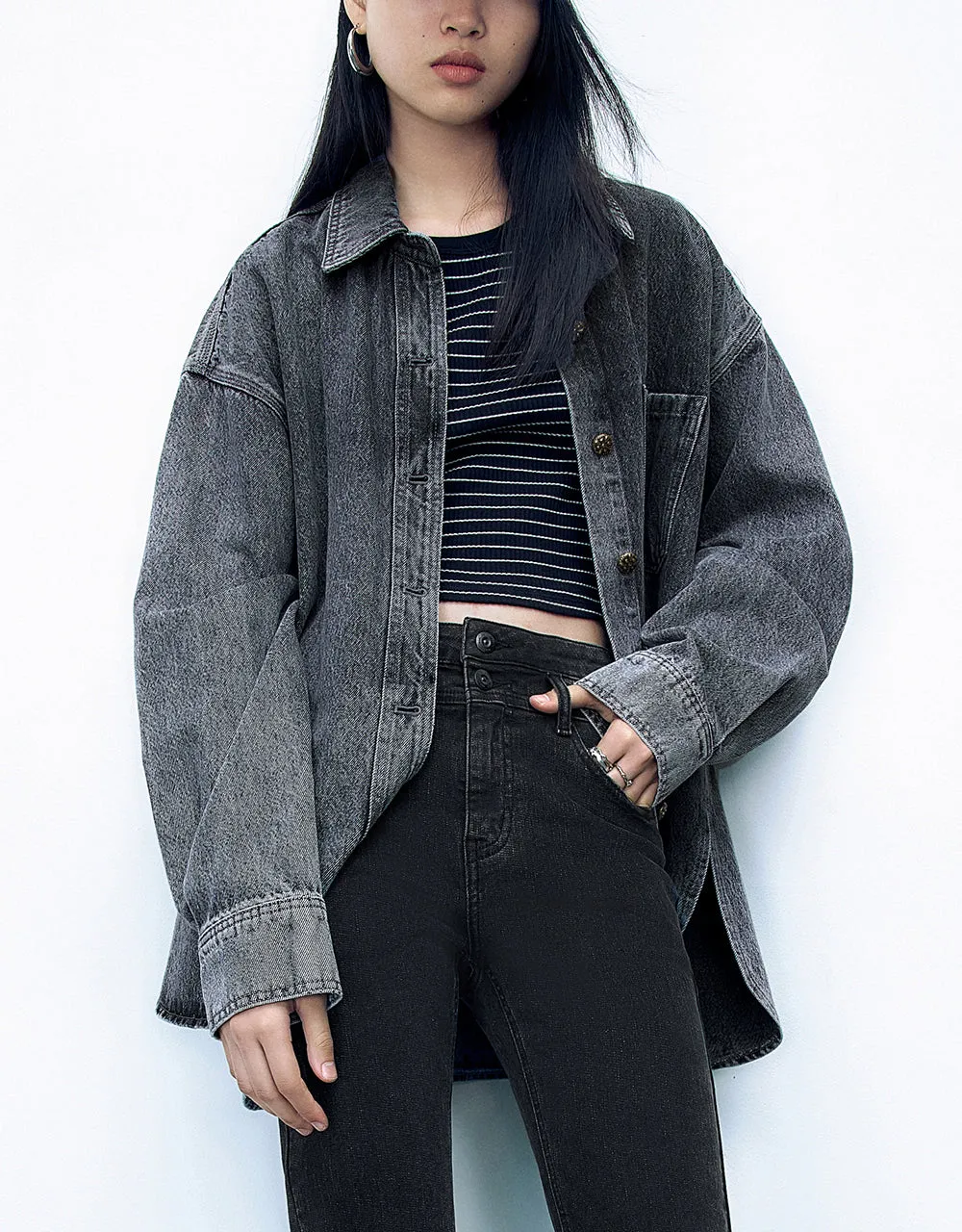 Button Up Denim Shirt sold by Urban Revivo product image thumbnail 2