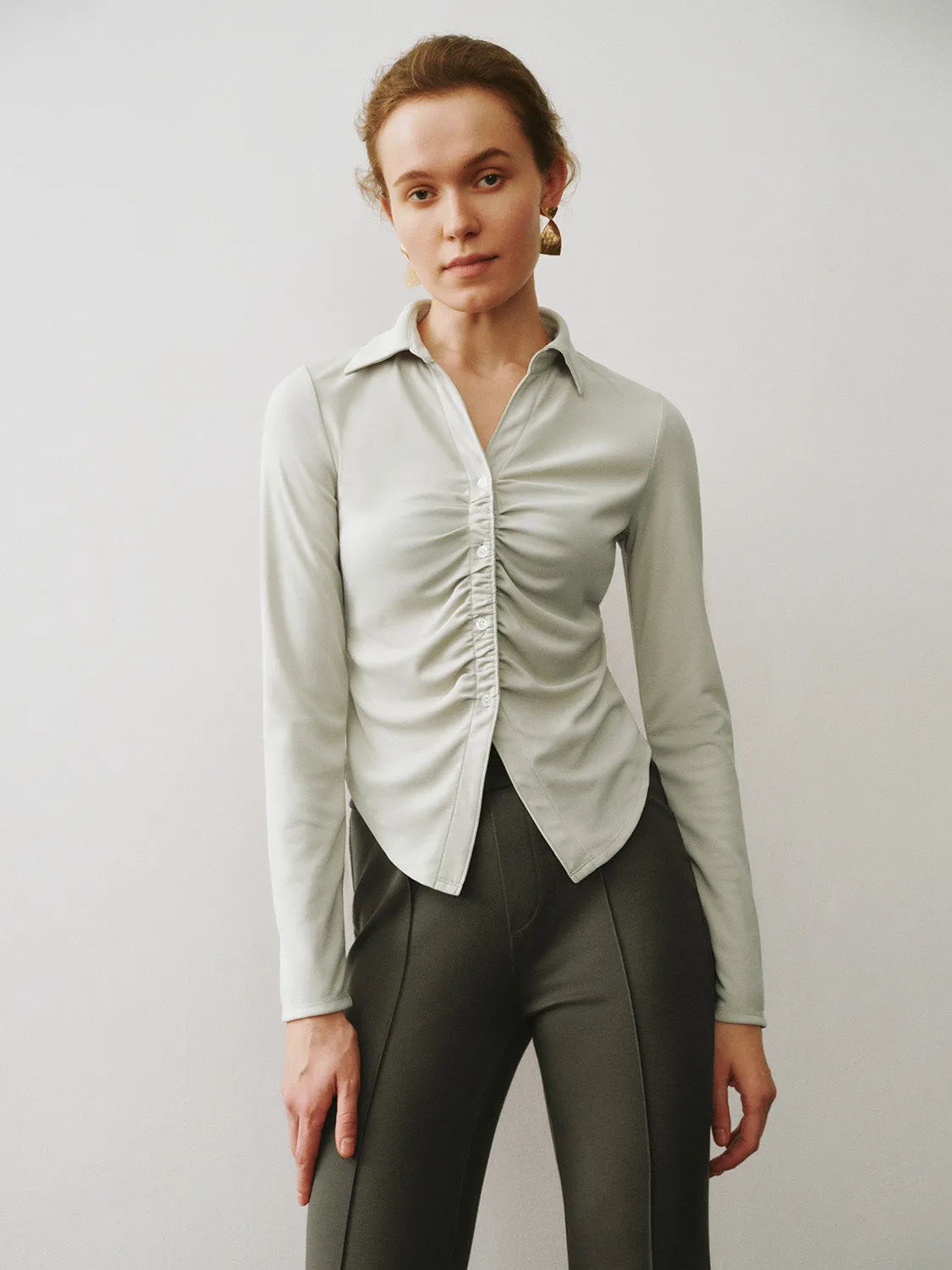 Collared Neck Skinny Shirt sold by Urban Revivo