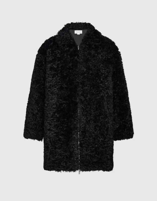 Zipper Front Straight Furry Coat sold by Urban Revivo