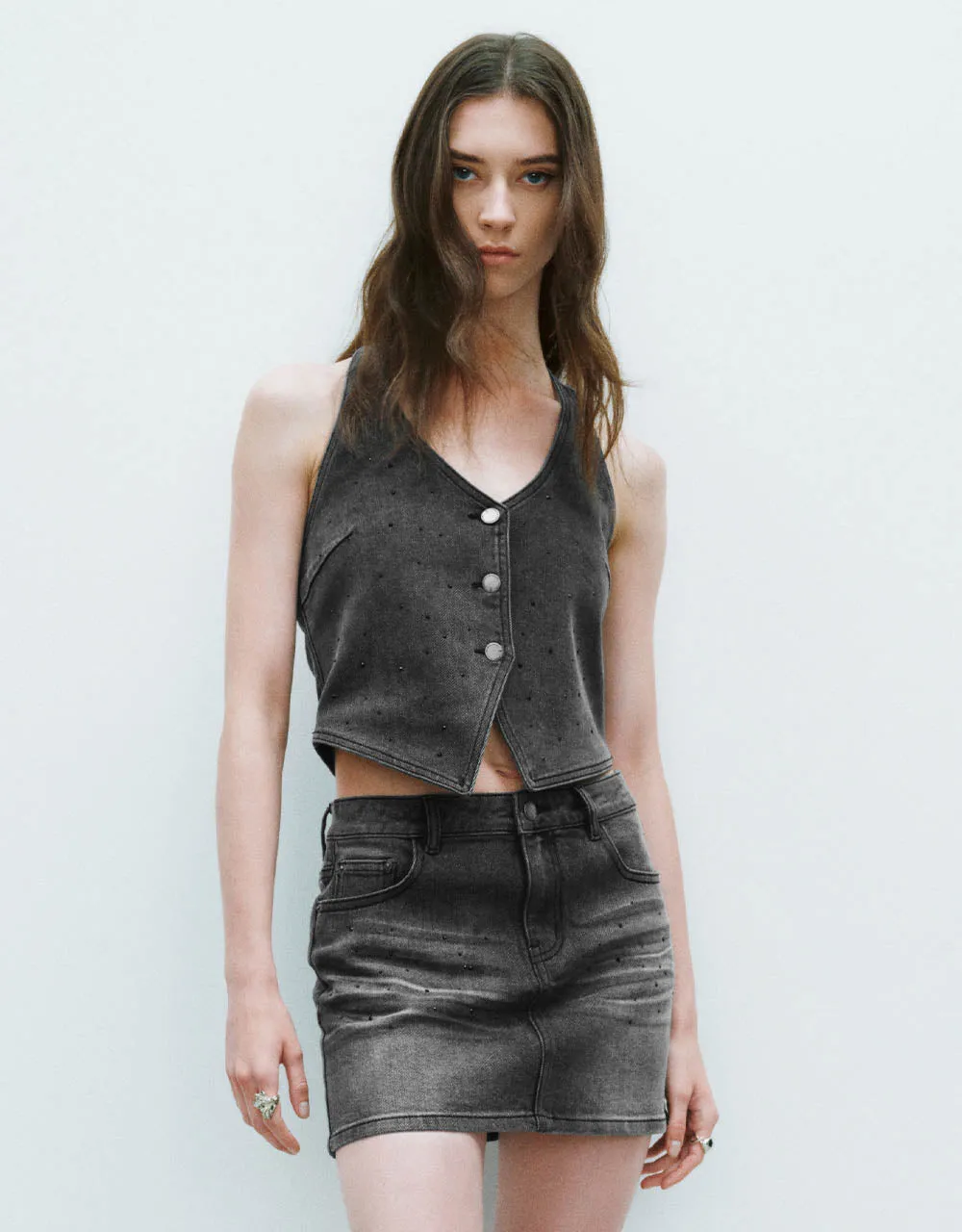 Halter Neck Denim Vest sold by Urban Revivo