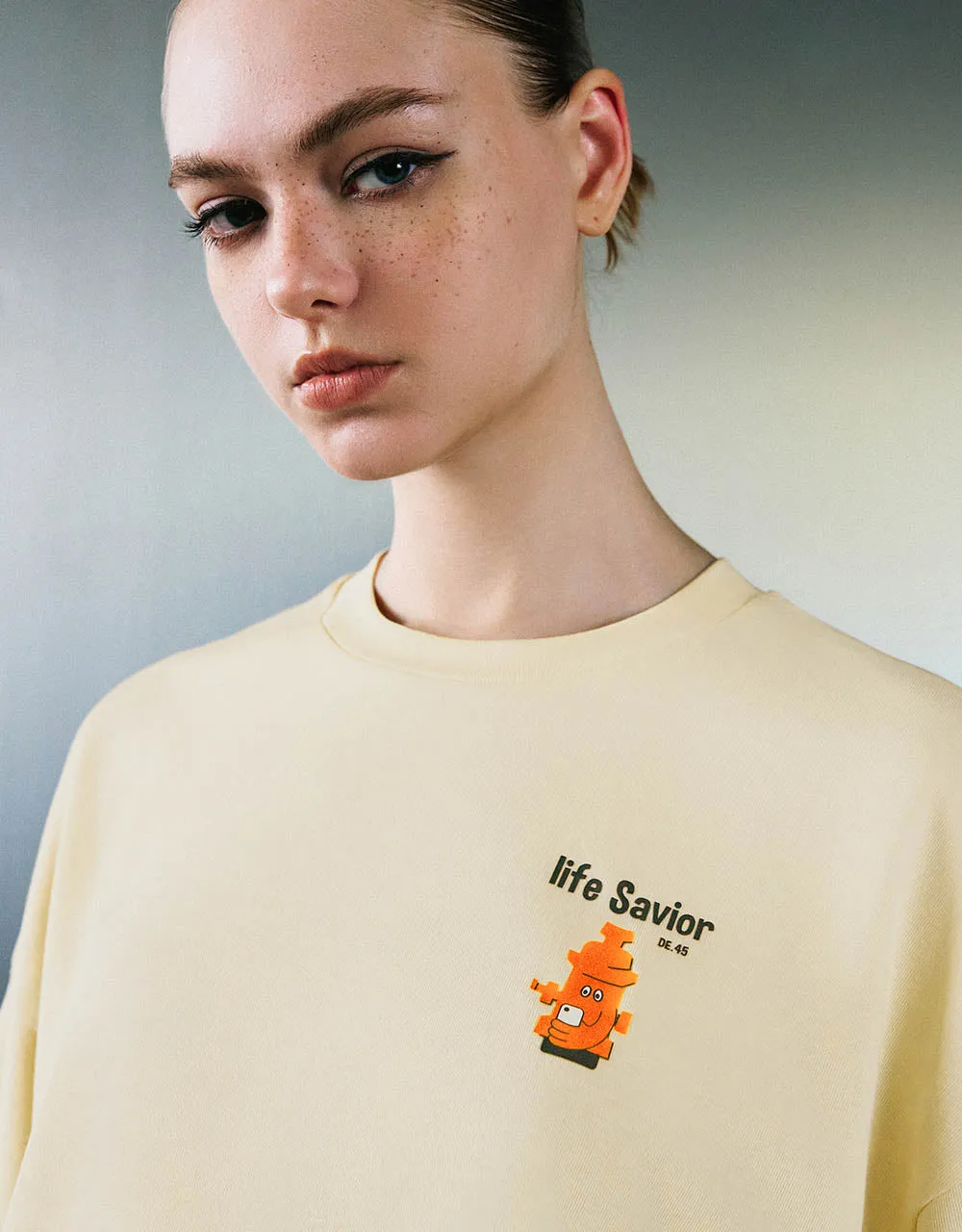 Printed Crew Neck Loose T-Shirt sold by Urban Revivo product image thumbnail 4