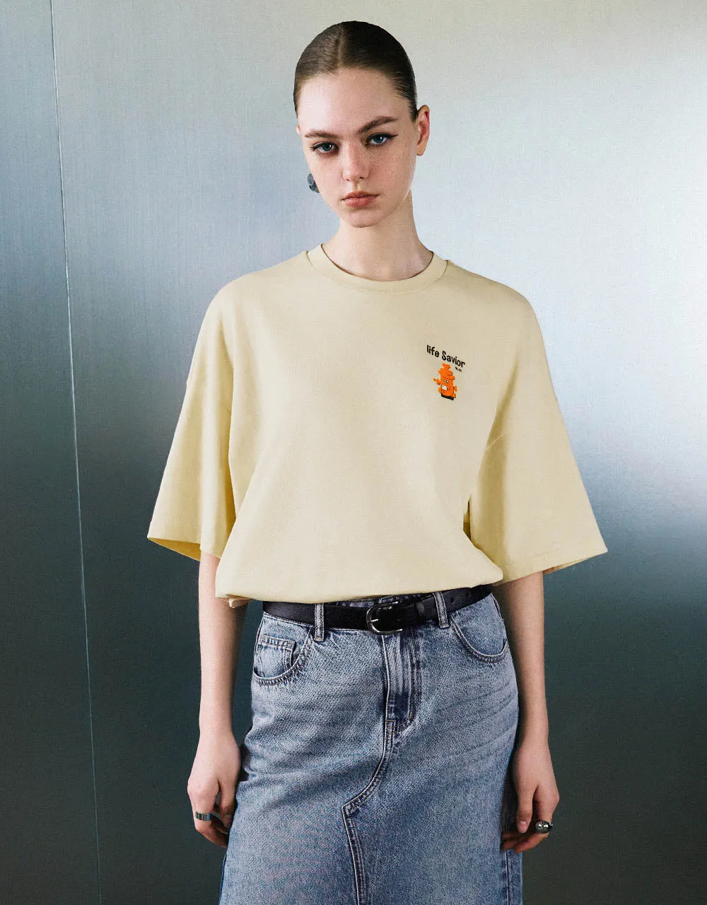 Printed Crew Neck Loose T-Shirt sold by Urban Revivo