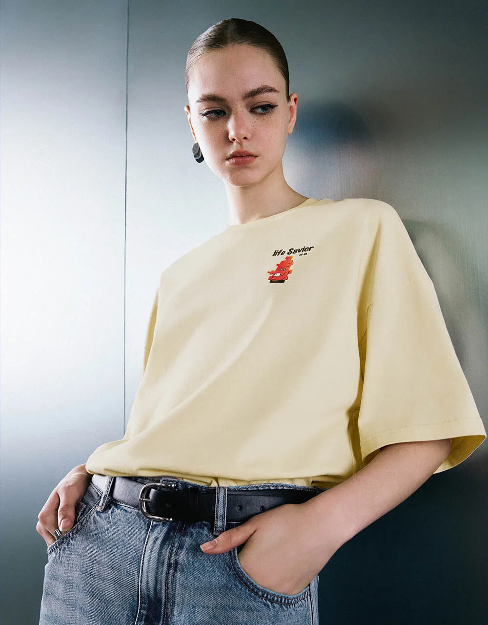 Printed Crew Neck Loose T-Shirt sold by Urban Revivo product image thumbnail 3