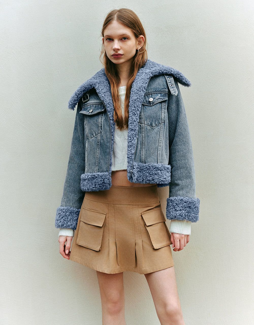 Zipper Front Furry Denim Jacket sold by Urban Revivo product image thumbnail 3