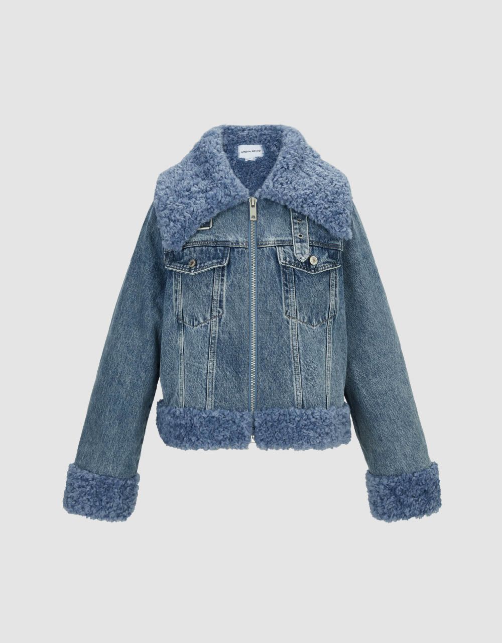 Zipper Front Furry Denim Jacket sold by Urban Revivo product image thumbnail 2