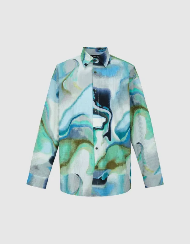 Printed Waffle Pattern Straight Shirt sold by Urban Revivo