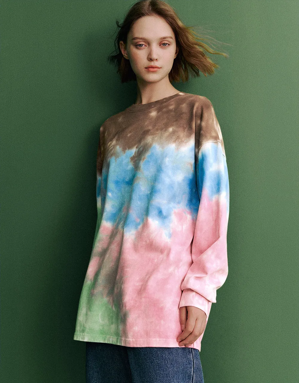 Tie Dye Crew Neck Loose T-Shirt sold by Urban Revivo product image thumbnail 3