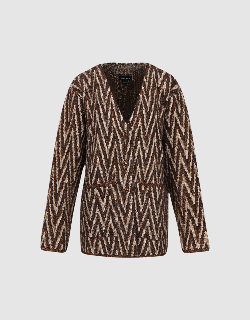 Wave Pattern V-Neck Knitted Cardigan sold by Urban Revivo product image thumbnail 2