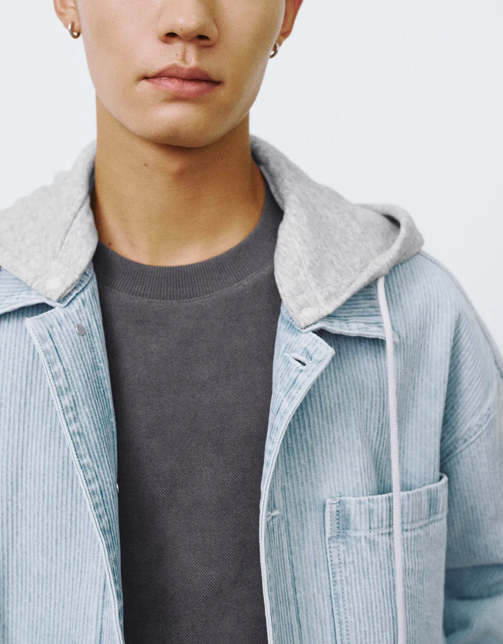 Button Up Hooded Denim Jacket sold by Urban Revivo product image thumbnail 5