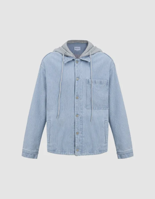 Button Up Hooded Denim Jacket sold by Urban Revivo