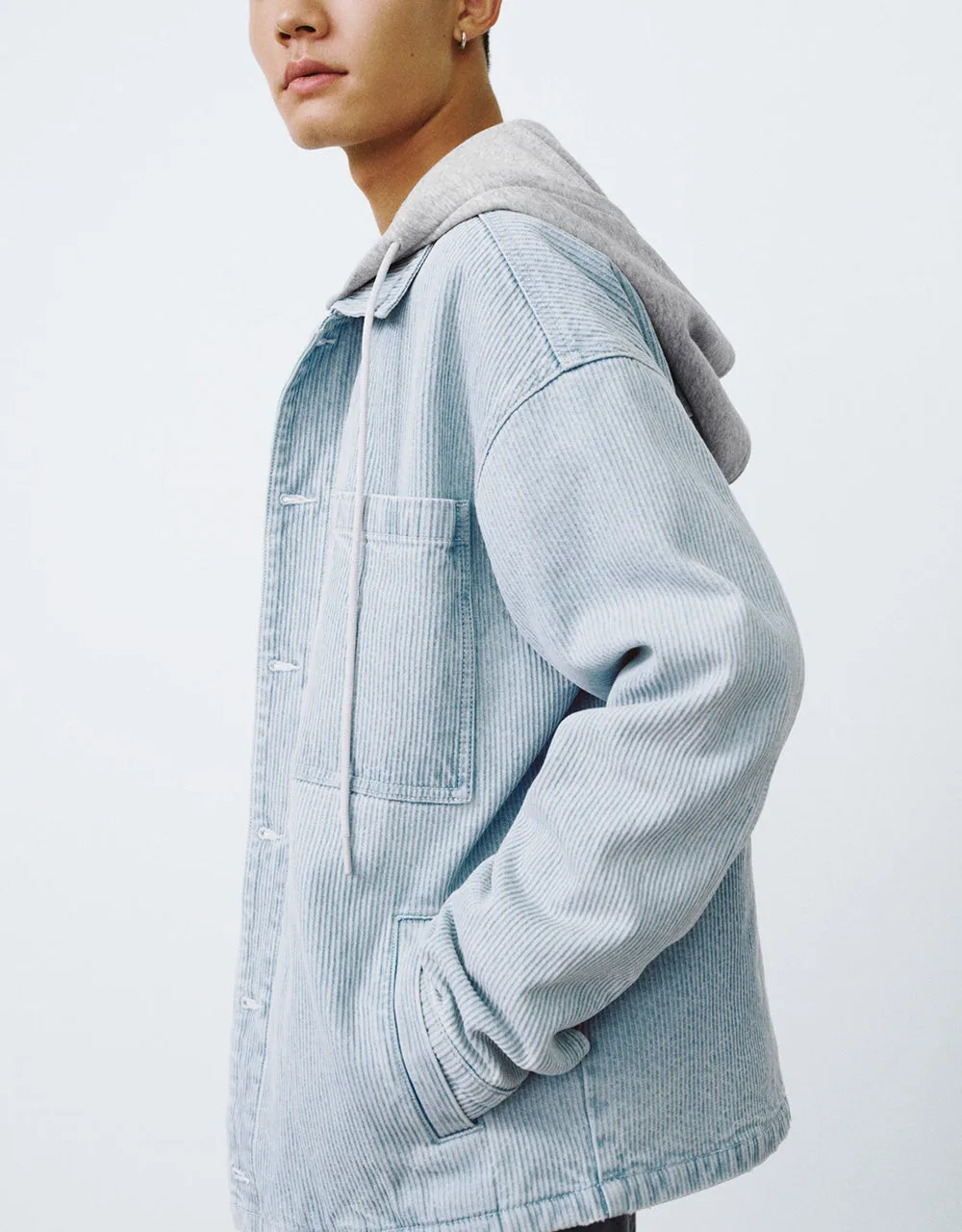 Button Up Hooded Denim Jacket sold by Urban Revivo product image thumbnail 3