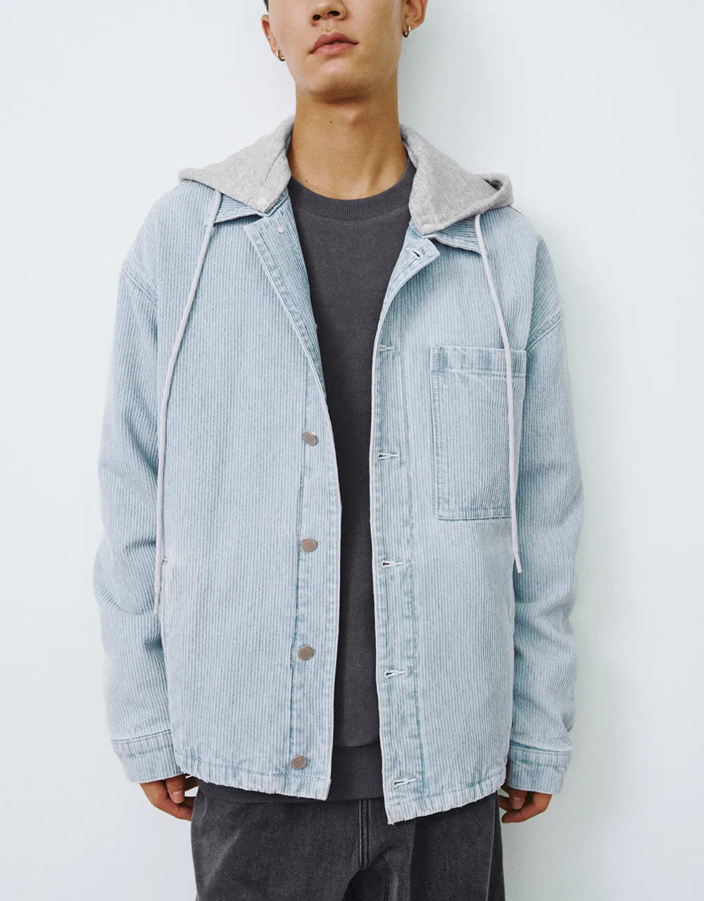 Button Up Hooded Denim Jacket sold by Urban Revivo product image thumbnail 2
