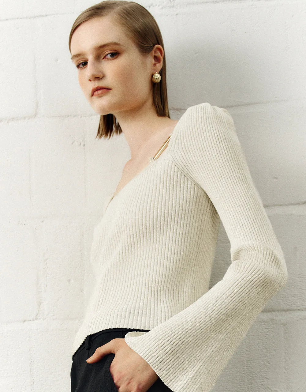 Square-Cut Collar Knitted T-Shirt sold by Urban Revivo product image thumbnail 4