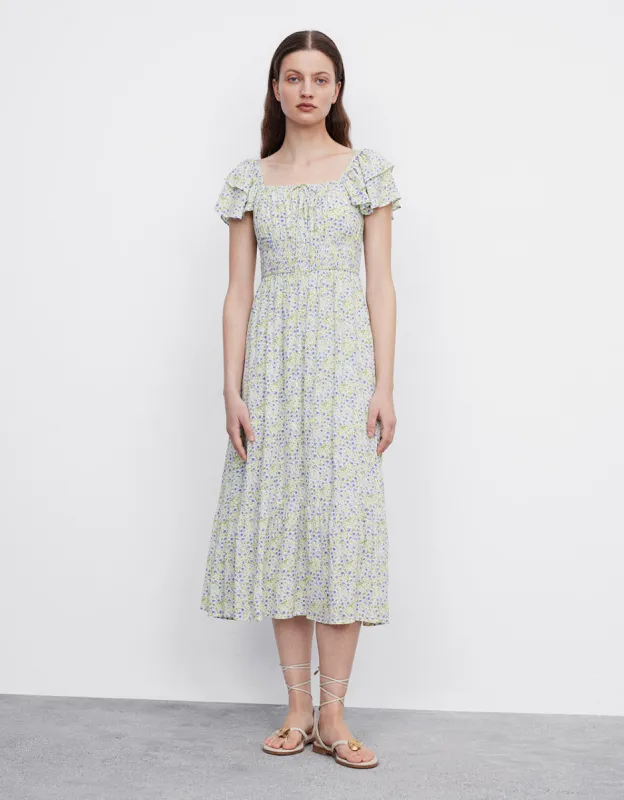 Tie Front Shirred Dress made by Urban Revivo