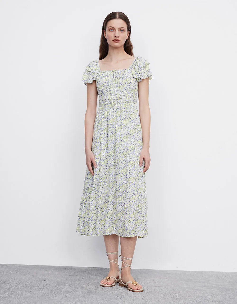 Tie Front Shirred Dress sold by Urban Revivo