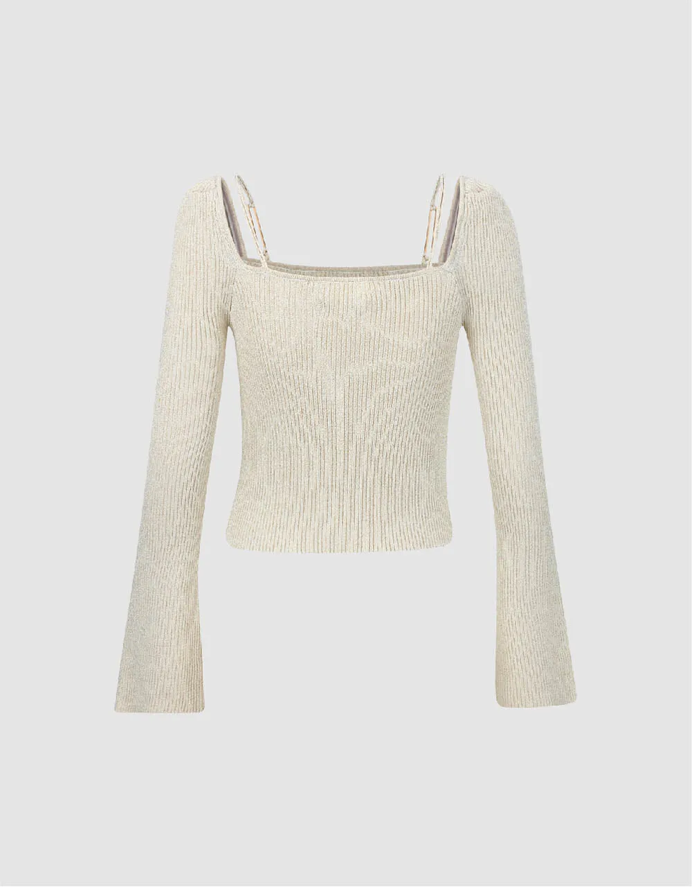 Square-Cut Collar Knitted T-Shirt sold by Urban Revivo product image thumbnail 5
