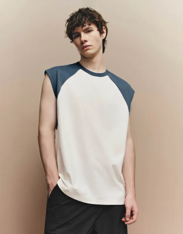 Two Toned Crew Neck Loose Tank Top sold by Urban Revivo