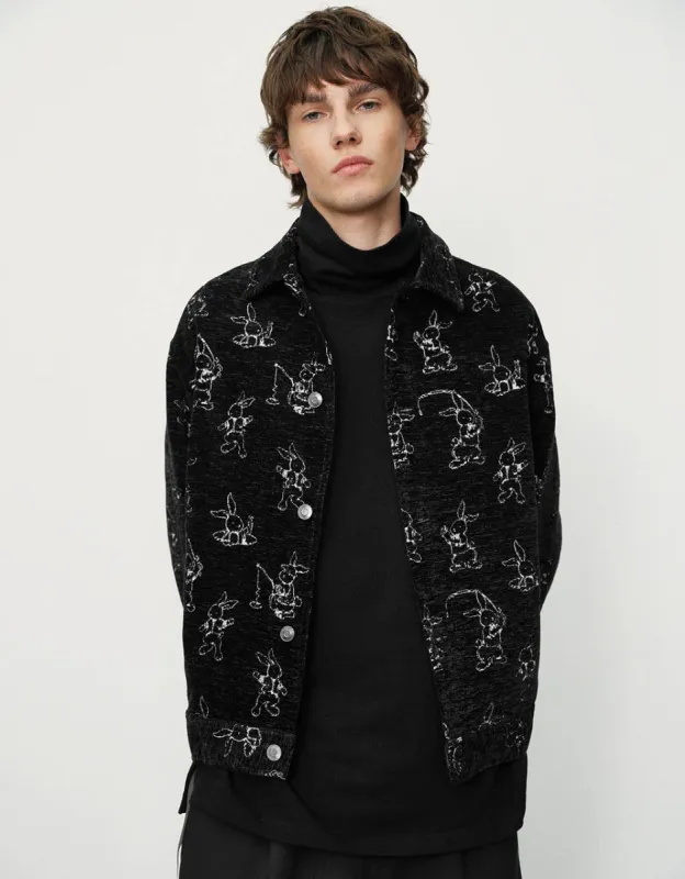 Bunny Printed Oversized Jacket sold by Urban Revivo