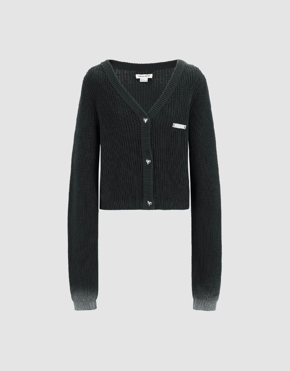 Heart Shape Buttoned Loose Knitted Cardigan sold by Urban Revivo product image thumbnail 2