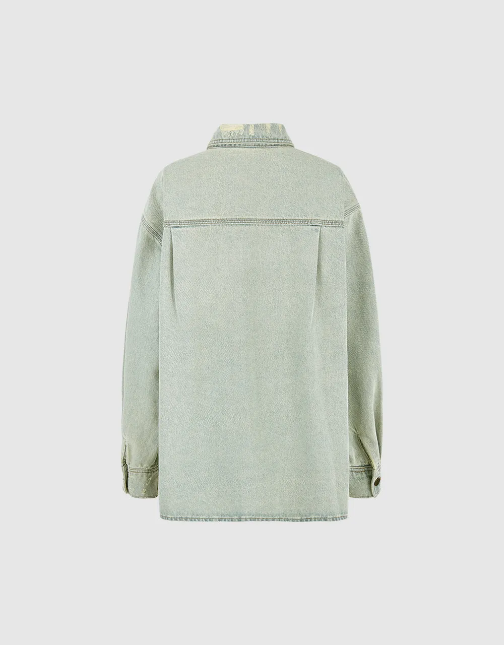 Button Up Straight Denim Shirt sold by Urban Revivo product image thumbnail 5