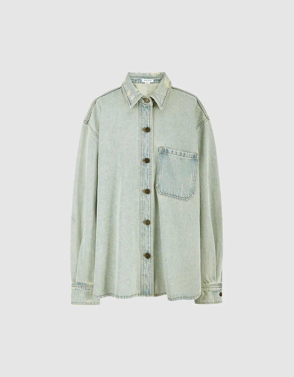 Button Up Straight Denim Shirt sold by Urban Revivo product image thumbnail 2