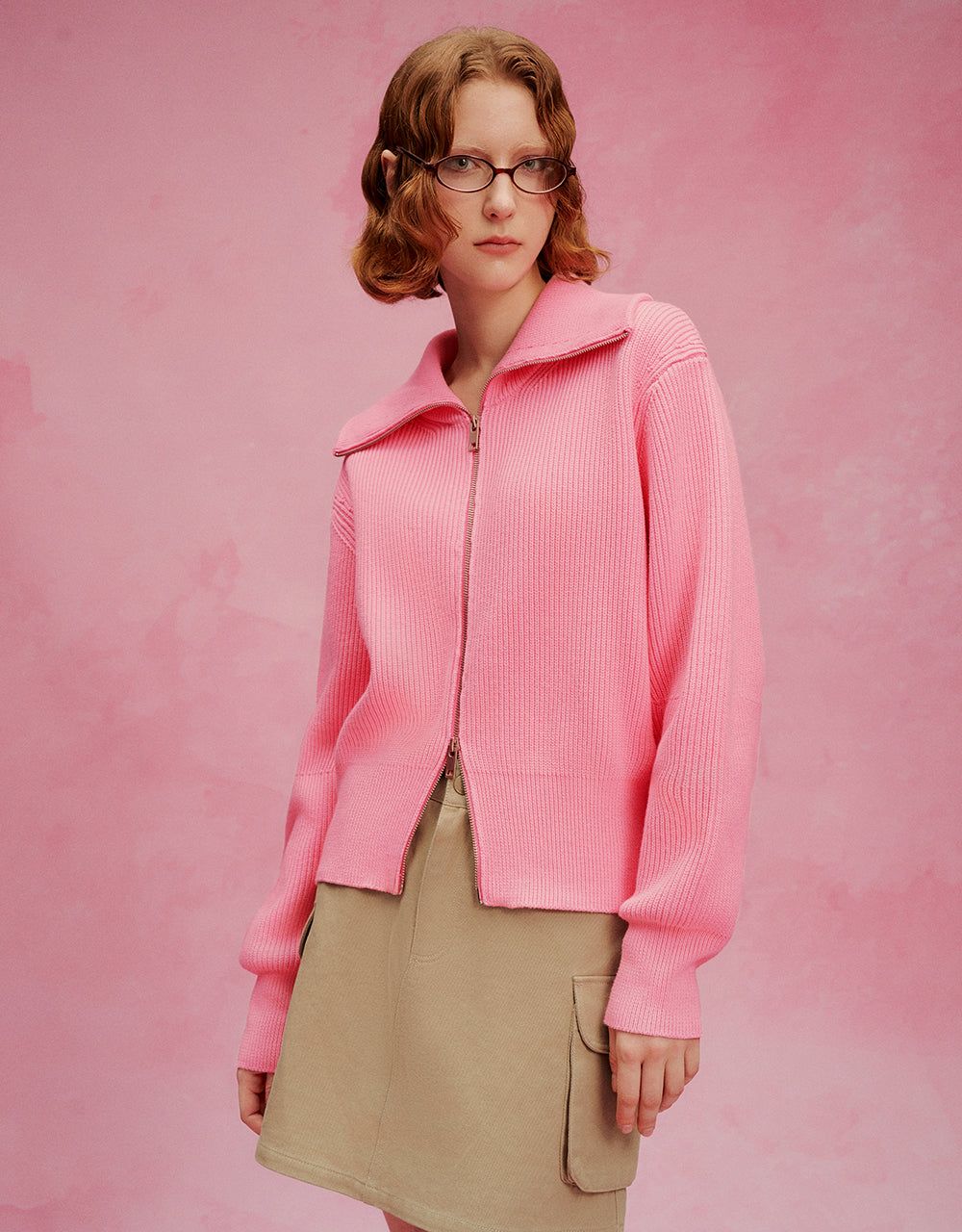 Zipper Front Knitted Cardigan sold by Urban Revivo