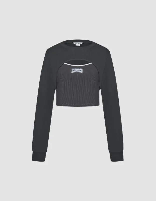 Cut-Out Crew Neck Knitted T-Shirt sold by Urban Revivo