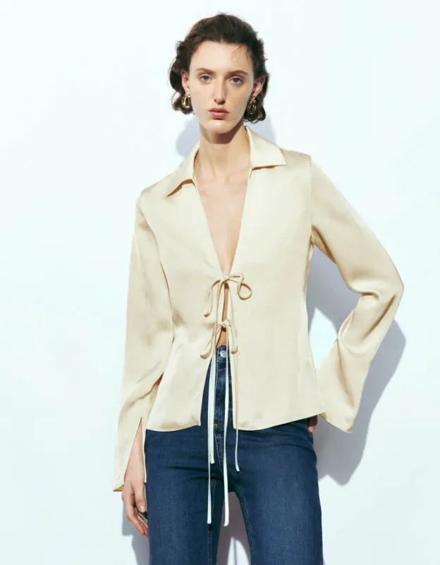 Tie Front V-Neck Jacket sold by Urban Revivo