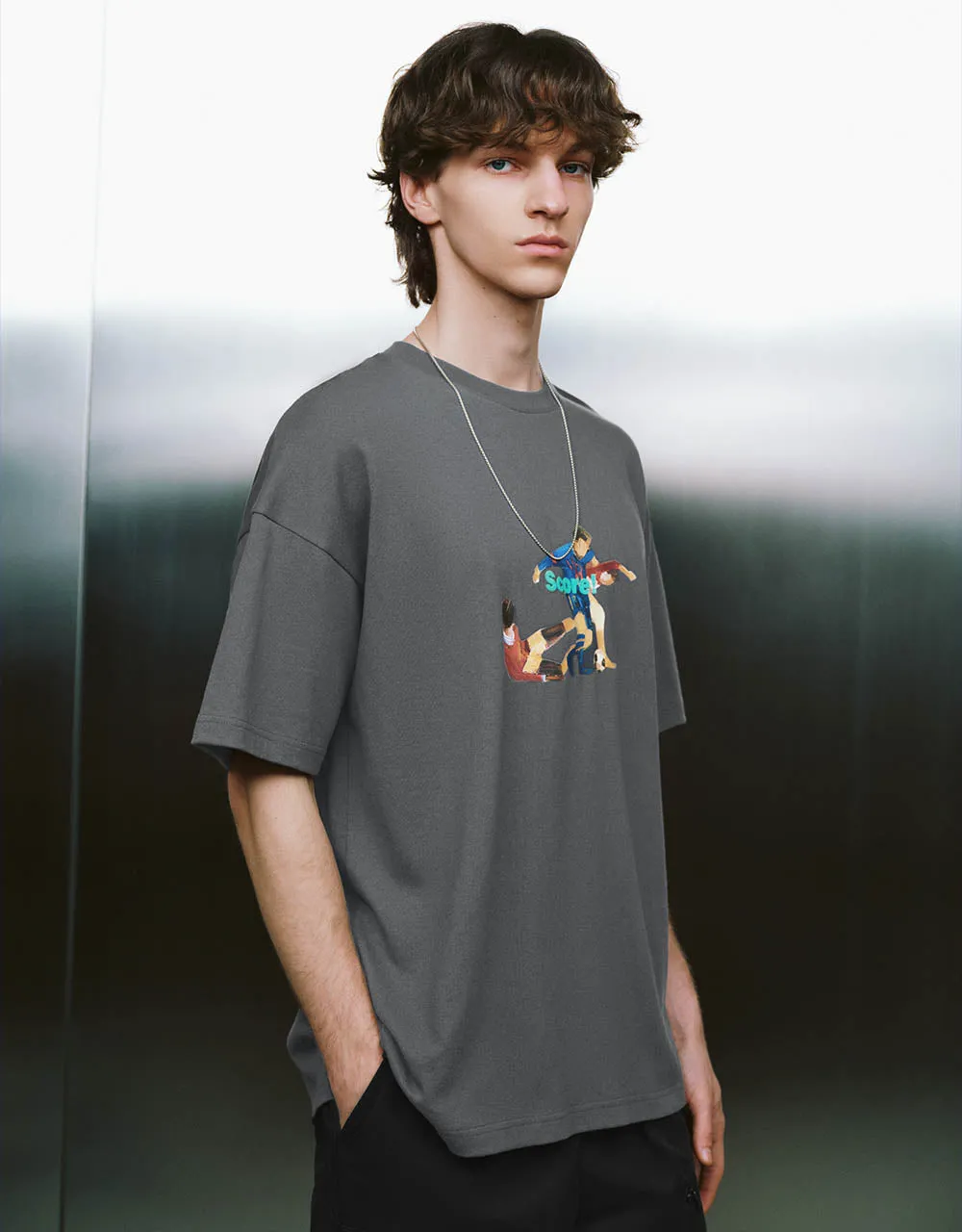 Printed Crew Neck Loose T-Shirt sold by Urban Revivo product image thumbnail 2