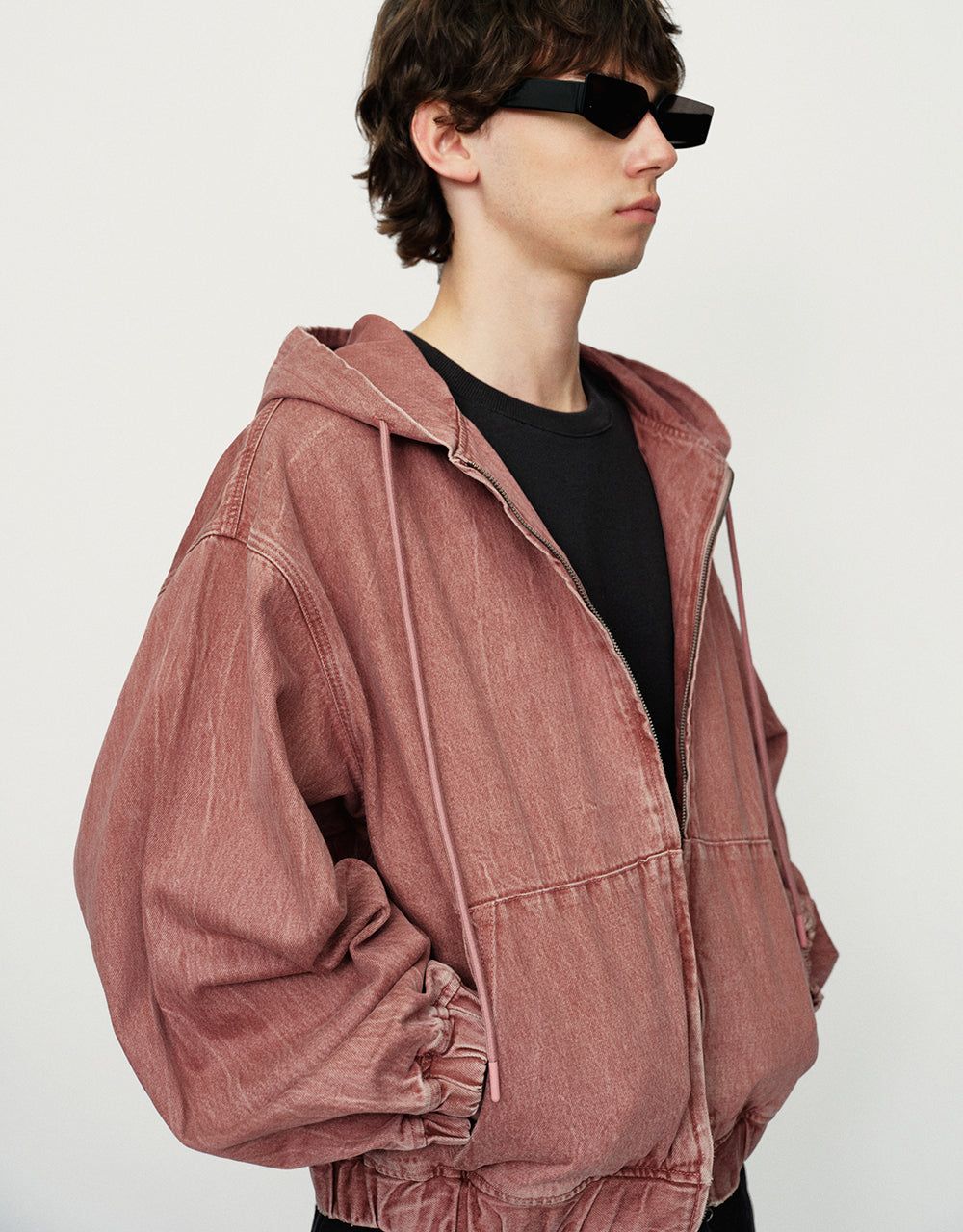 Zipper Front Hooded Denim Jacket sold by Urban Revivo product image thumbnail 2