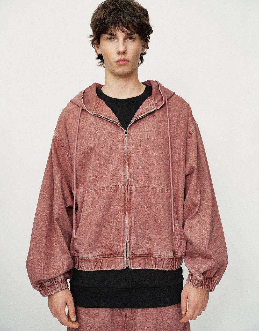 Zipper Front Hooded Denim Jacket sold by Urban Revivo