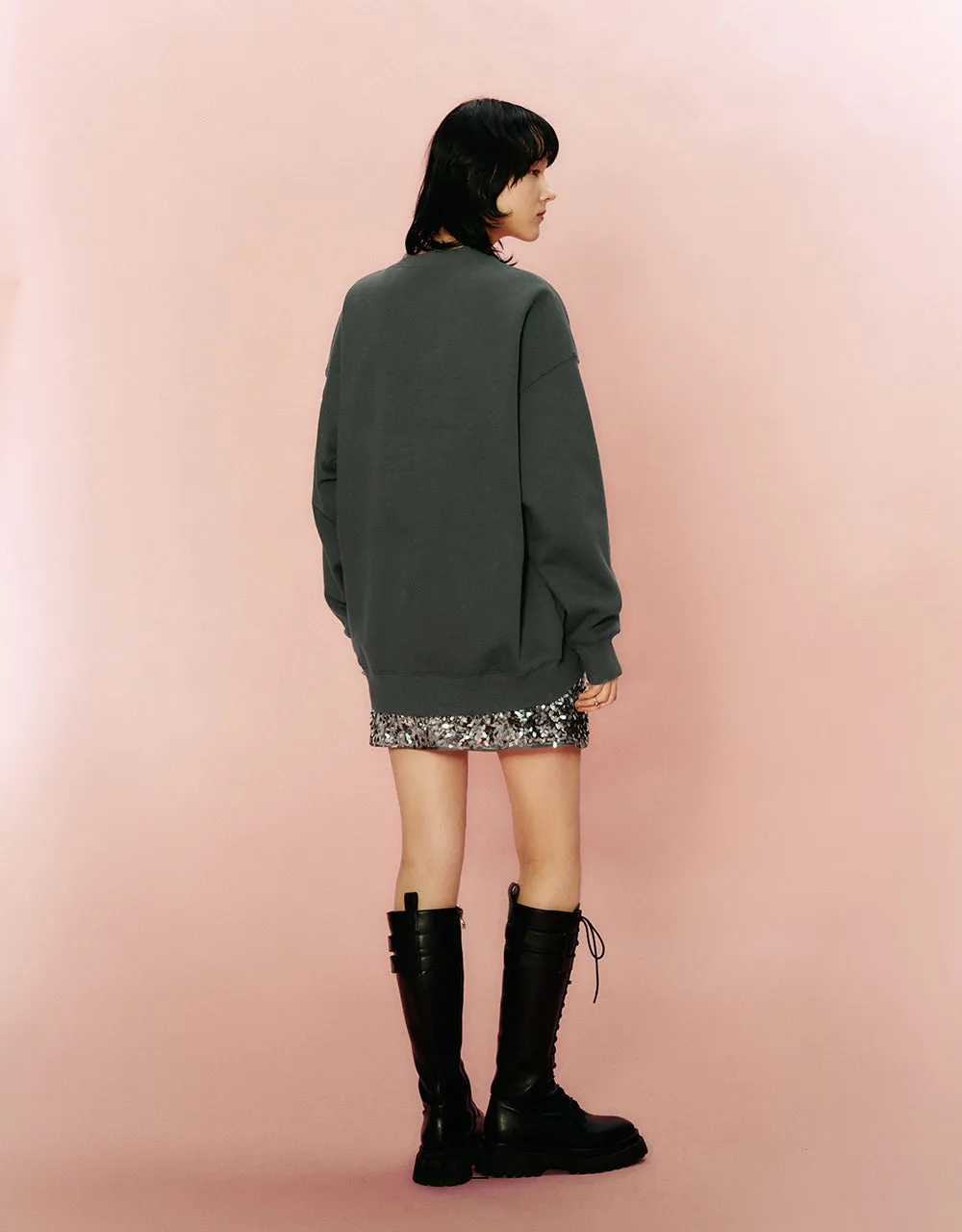 Letter Printed Crew Neck Loose Sweatshirt sold by Urban Revivo product image thumbnail 5