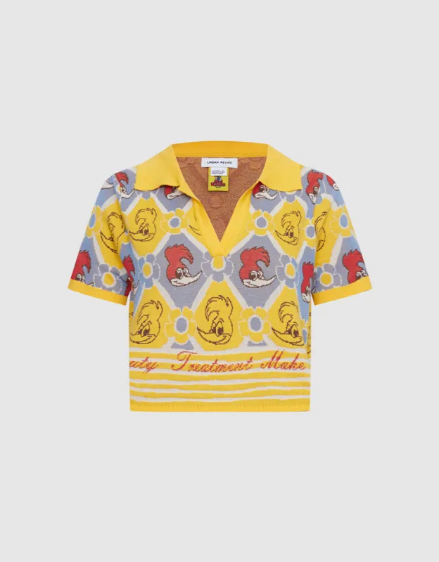 Woody Woodpecker Plaid Knitted Top made by Urban Revivo