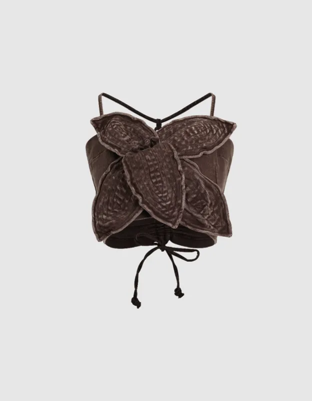 Halter Neck Denim Bandeau Top made by Urban Revivo