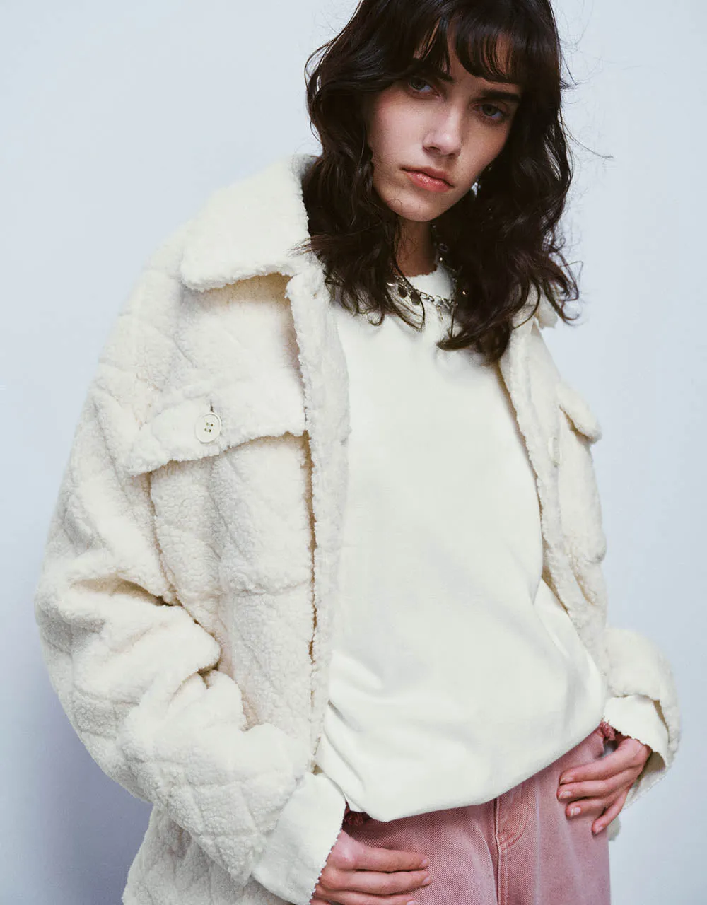 Button Up Straight Furry Jacket sold by Urban Revivo product image thumbnail 2