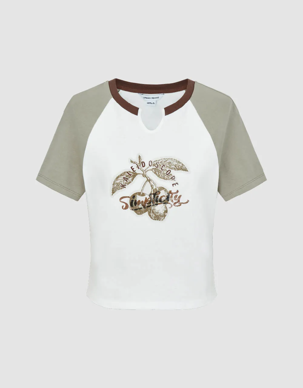 Printed Raglan Sleeve Skinny T-Shirt sold by Urban Revivo product image thumbnail 2