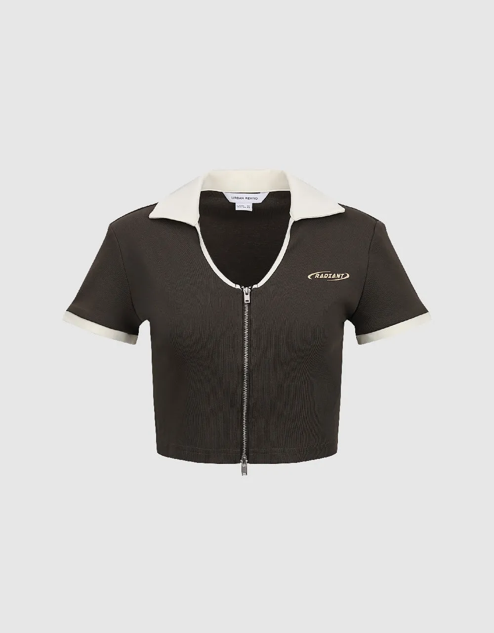 Zipper Front Knitted Lapel Shirt sold by Urban Revivo