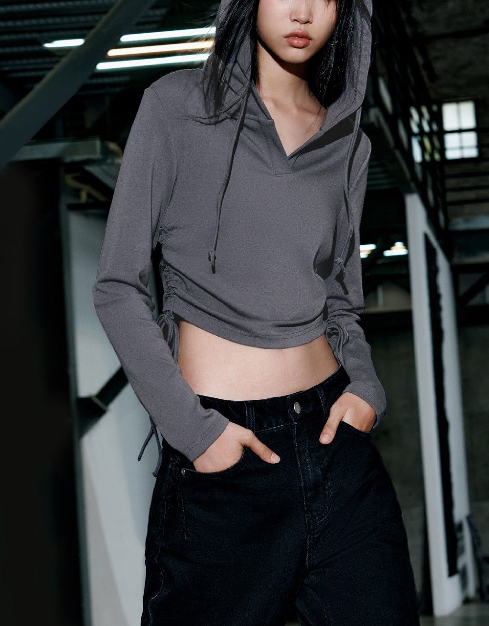 Hooded Skinny Sweatshirt sold by Urban Revivo product image thumbnail 3