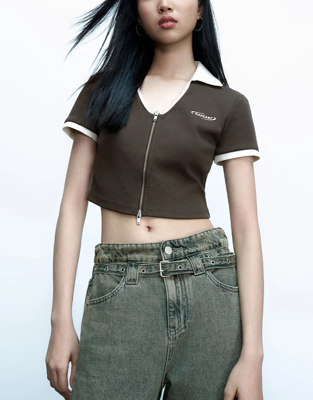 Zipper Front Knitted Lapel Shirt sold by Urban Revivo product image thumbnail 3