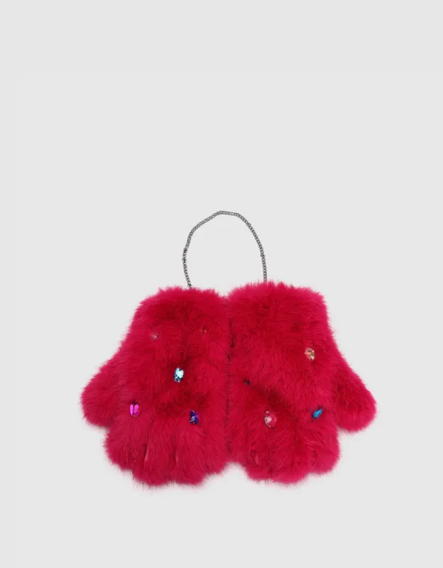 Rhinestone Décor Furry Gloves sold by Urban Revivo