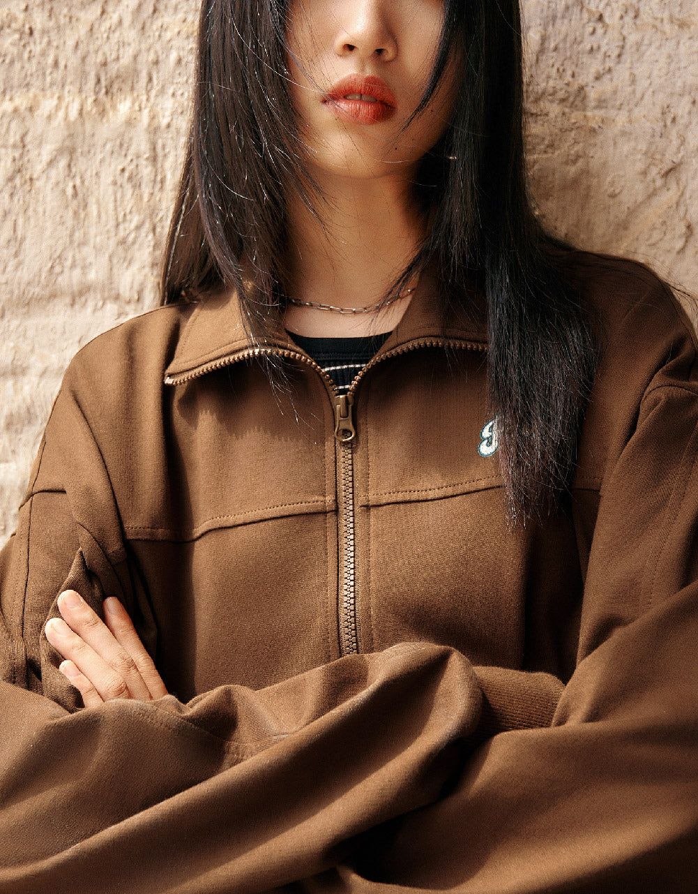 Letter Embossed Zipper Front Straight Jacket sold by Urban Revivo product image thumbnail 5