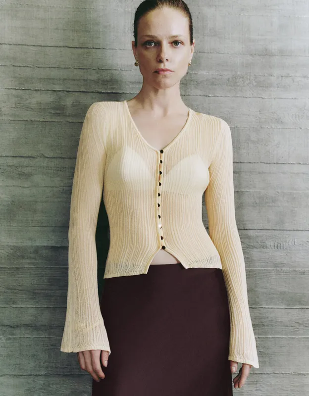 V-Neck Skinny Knitted Cardigan sold by Urban Revivo