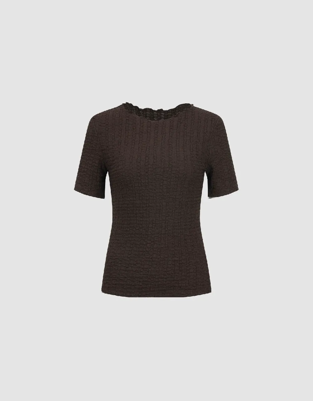 Shirred Crew Neck Skinny T-Shirt sold by Urban Revivo