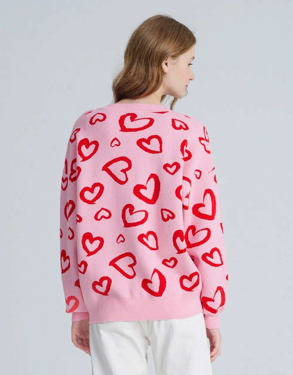 Heart Pattern Jacquard Button Up Oversized Cardigan sold by Urban Revivo product image thumbnail 4