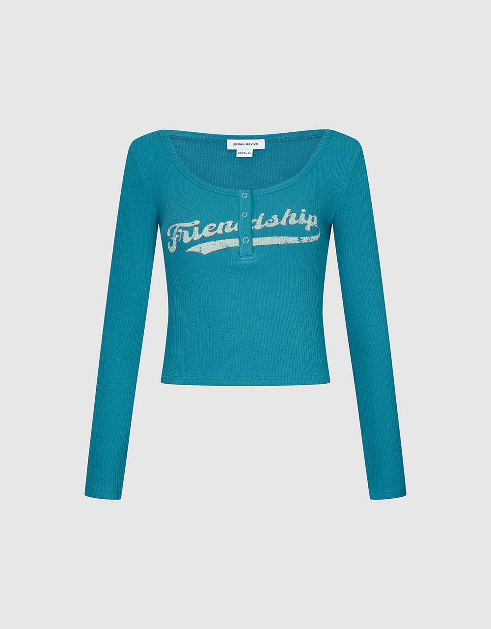 Letter Printed Crew Neck Skinny T-Shirt sold by Urban Revivo product image thumbnail 2